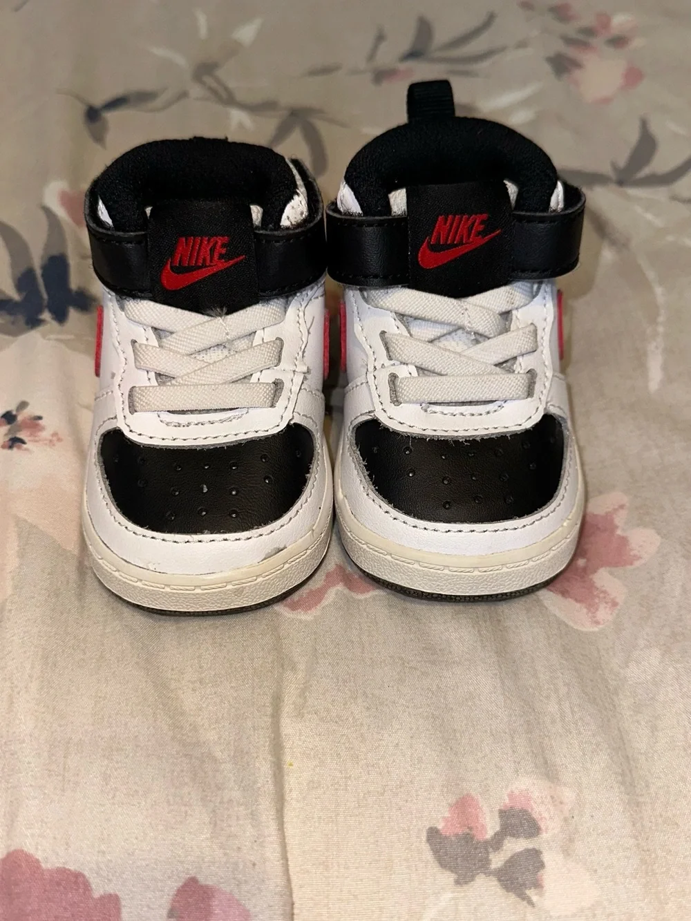 Nike White Black Red Baby High-Top Sneakers